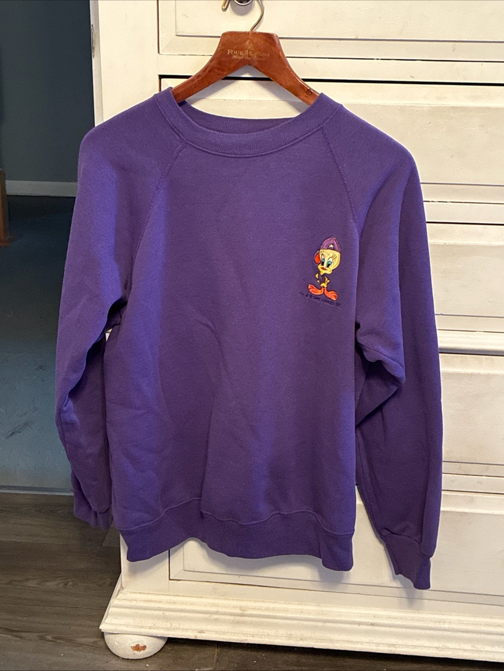 Hanes Vintage Purple Sweatshirt embroidered Tweety bird XL